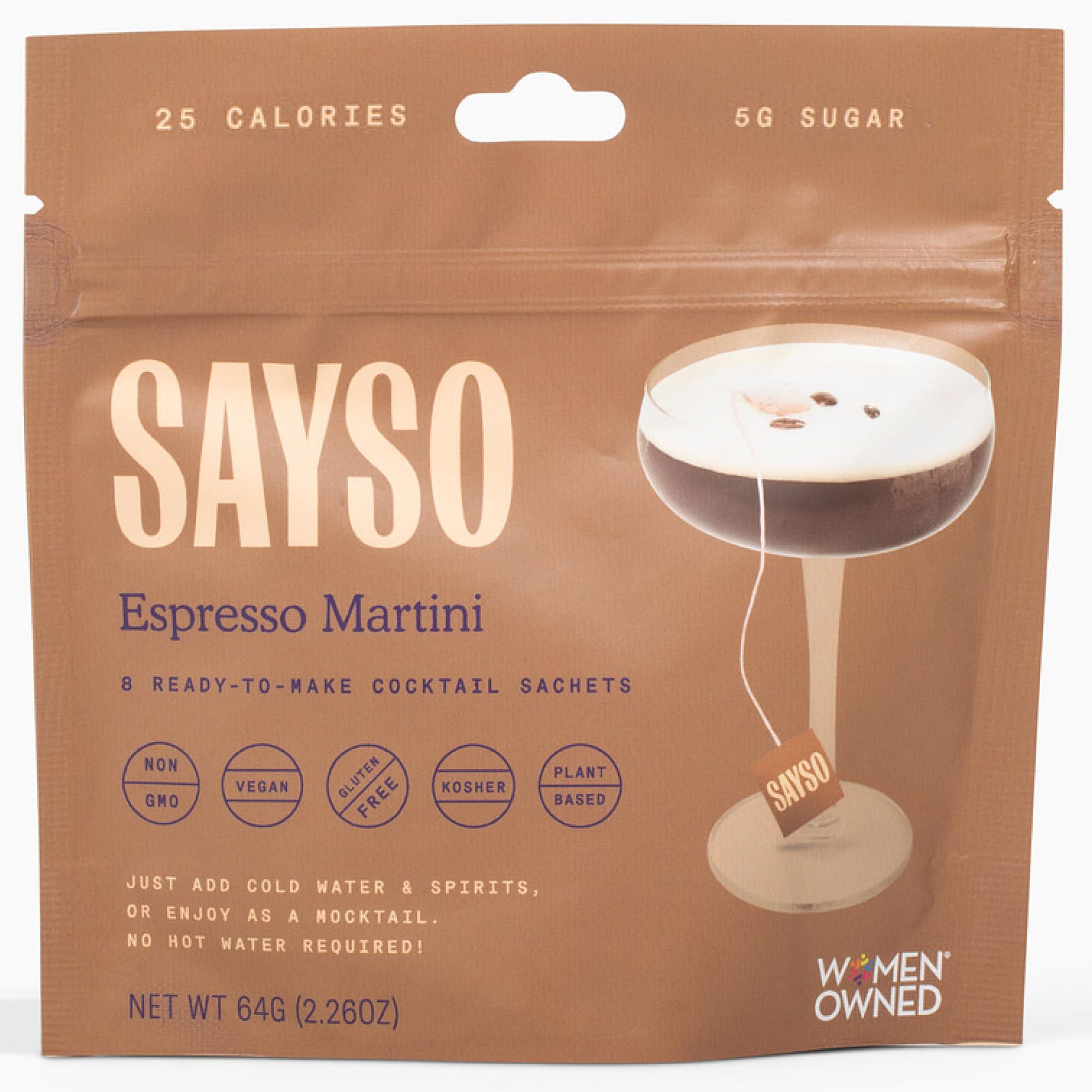 Sayso Espresso Martini Cocktail Mix, 2.26 Oz Packs, Case of 6
