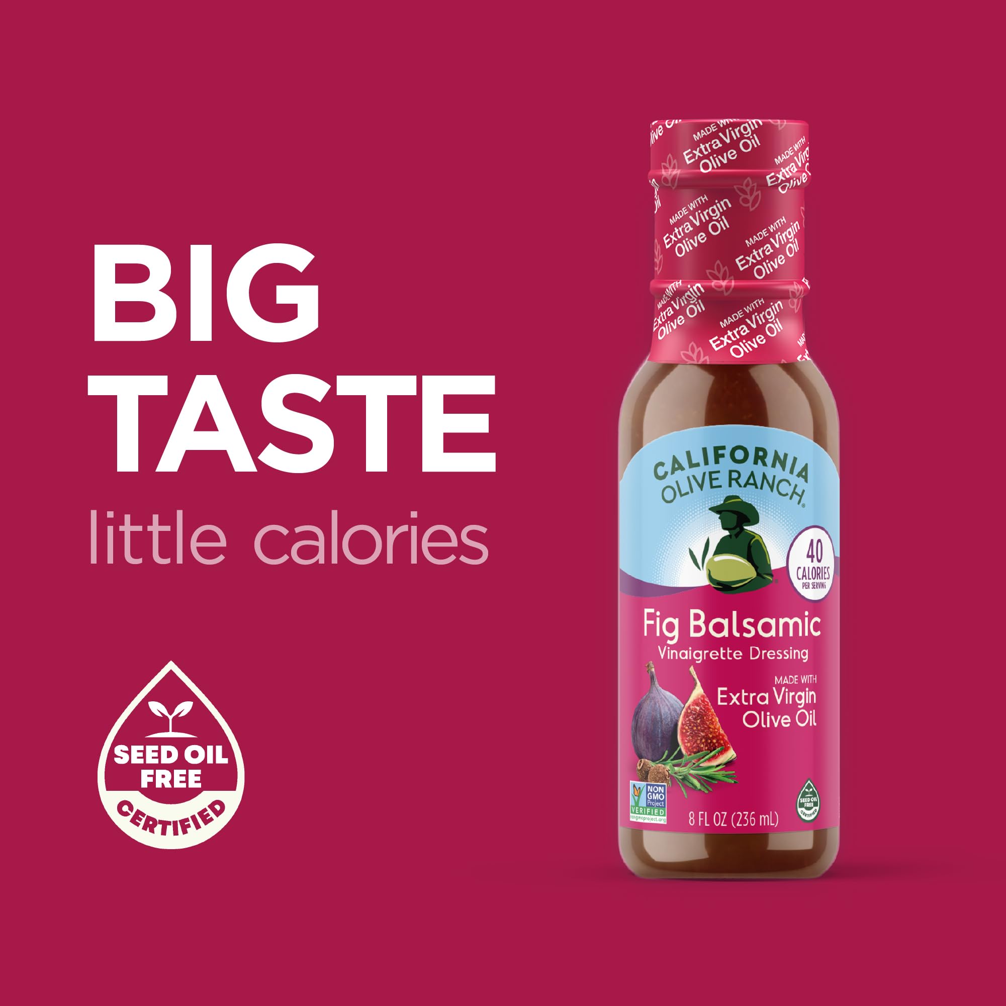 California Olive Ranch Fig Balsamic Vinaigrette Dressing, Case of 6, 8 Fluid Ounce Bottles