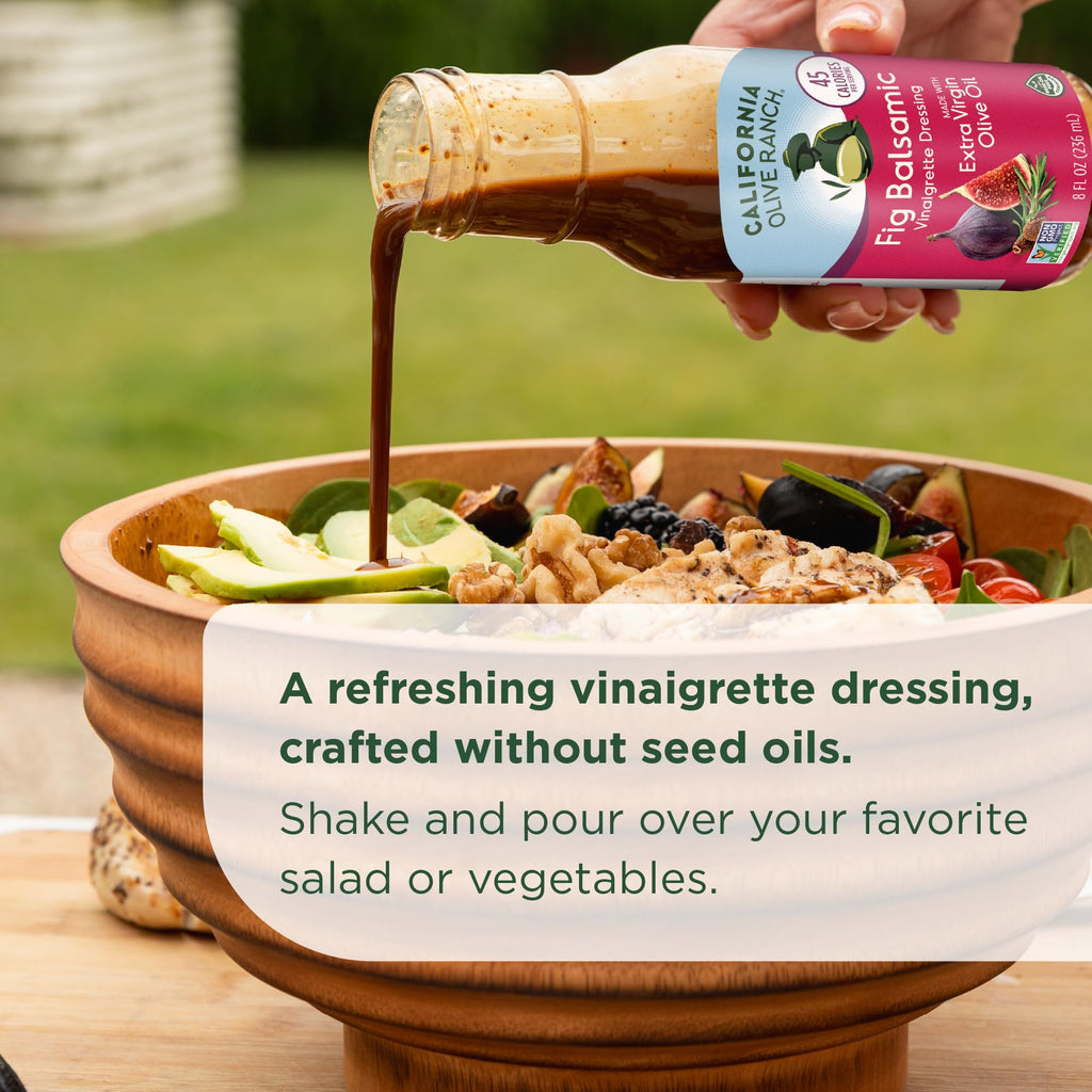 California Olive Ranch Fig Balsamic Vinaigrette Dressing, Case of 6, 8 Fluid Ounce Bottles