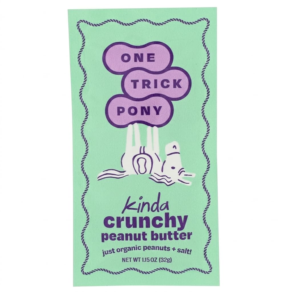 One Trick Pony Organic Crunchy Peanut Butter, Case of 4, 10 Count 1.15 Ounce Packs