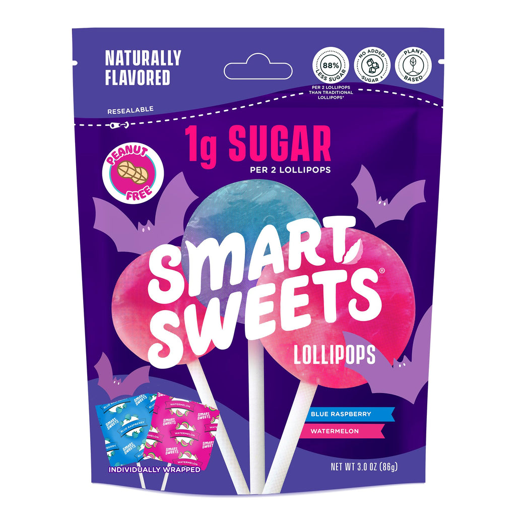 SmartSweets Halloween Lollipops, Case of 8, 3 oz Bags