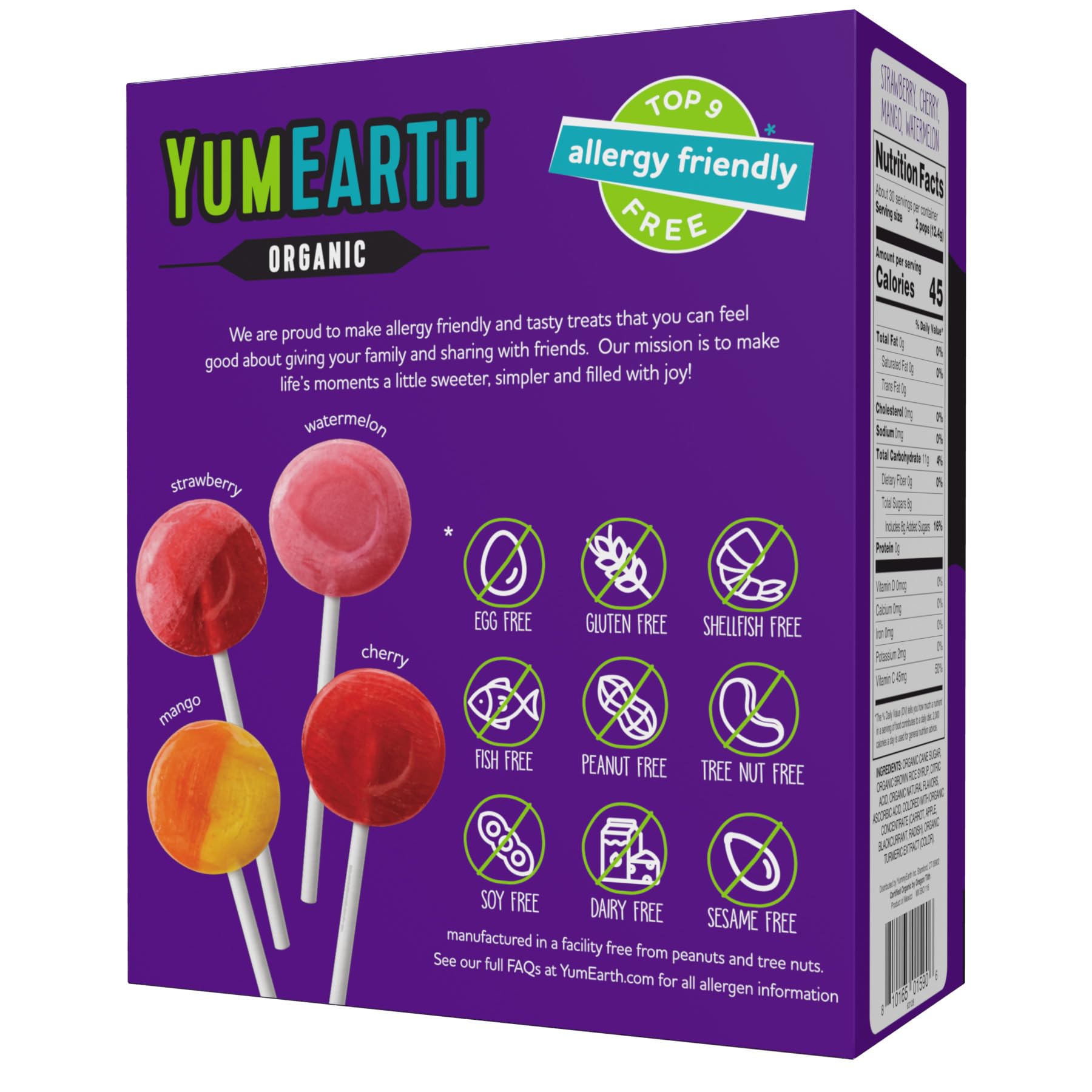 YumEarth Halloween Organic Lollipops, 4 Flavor, Case of 6, 13.1 Ounce Boxes