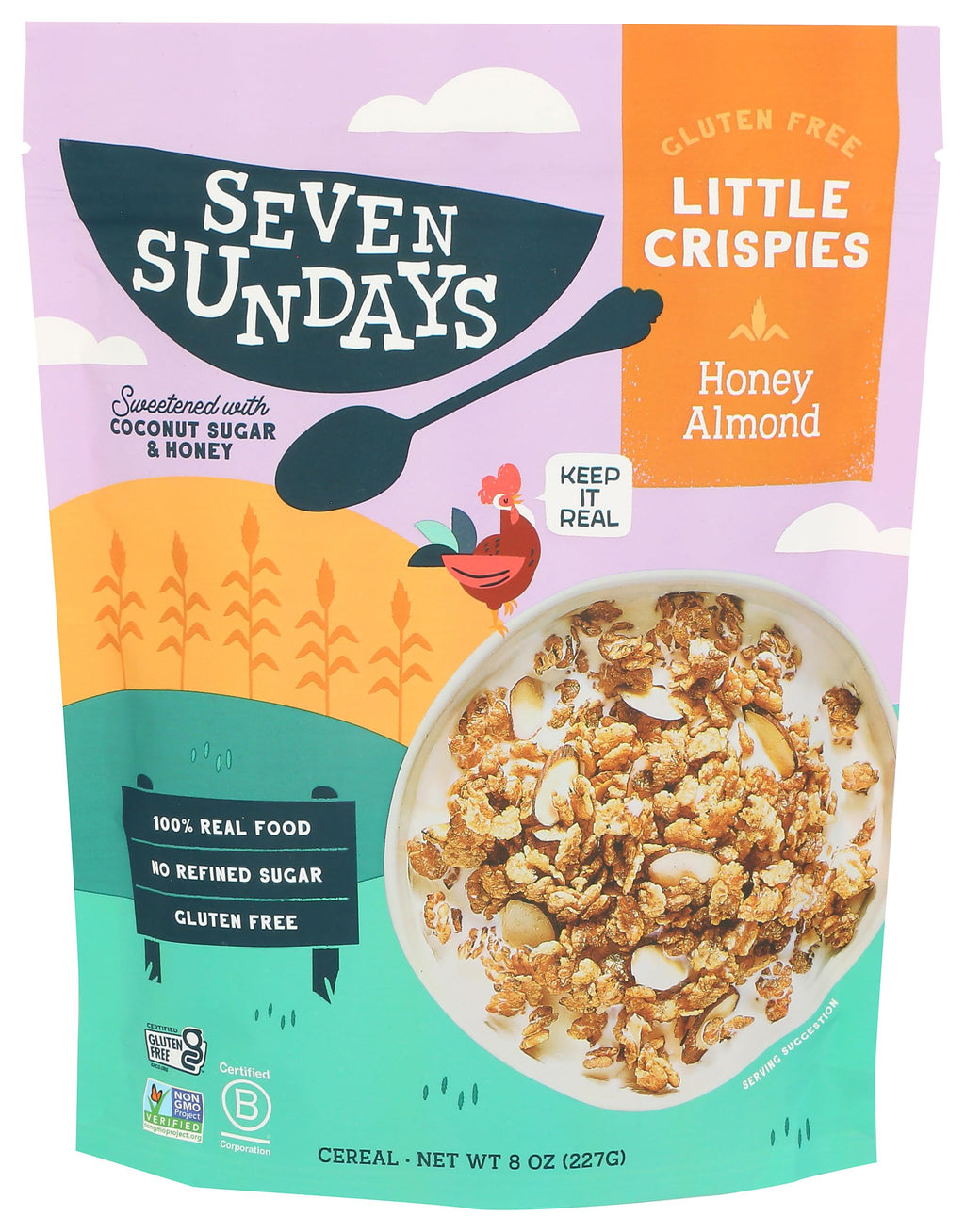 Seven Sundays Little Crispies Honey Almond Gluten-Free Cereal, Case of 6, 8 Ounce Bags
