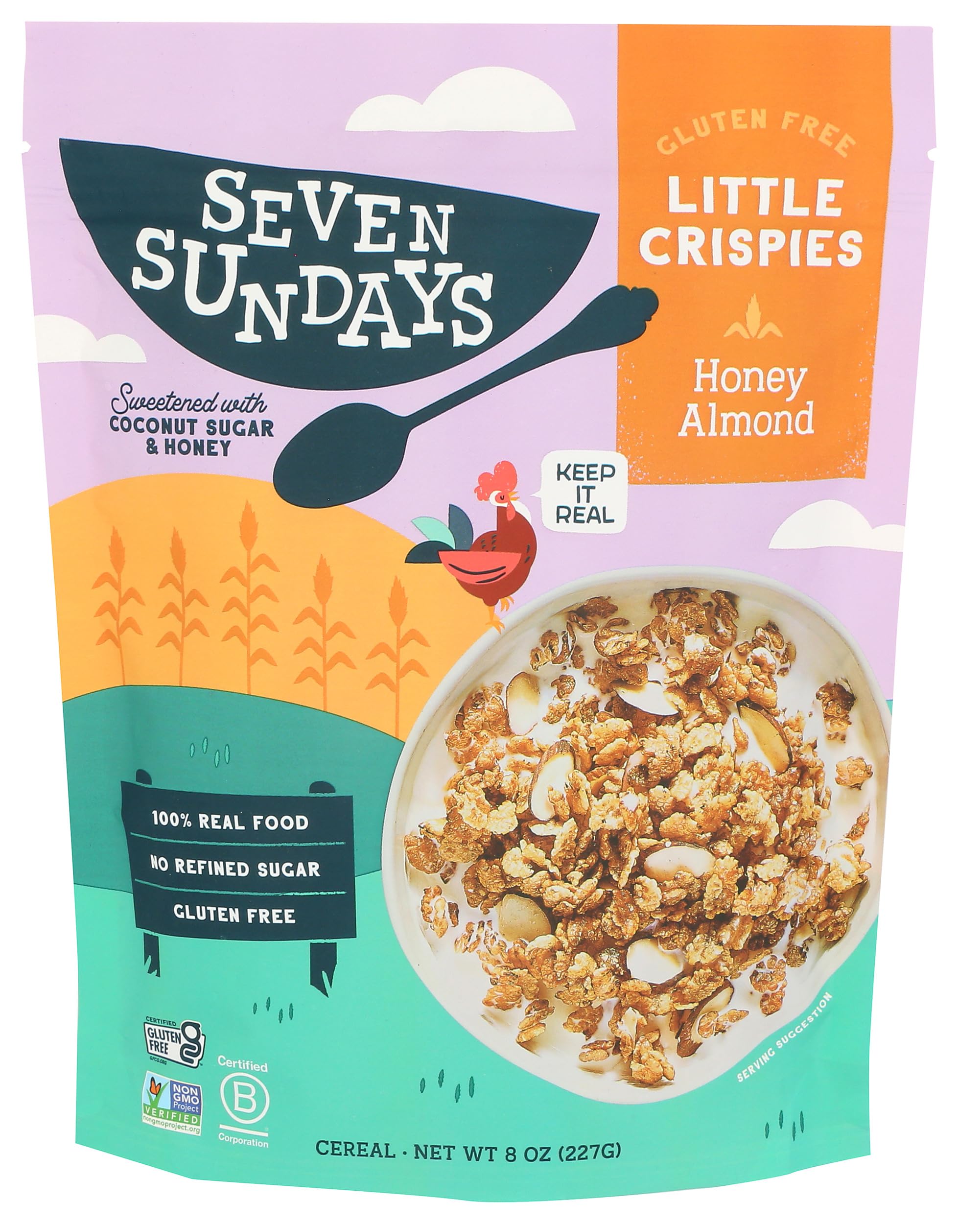 Seven Sundays Little Crispies Honey Almond Gluten-Free Cereal, Case of 6, 8 Ounce Bags