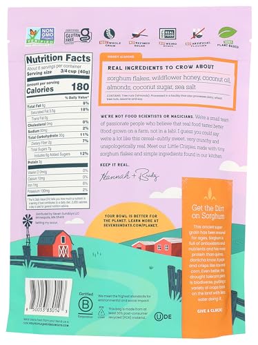 Seven Sundays Little Crispies Honey Almond Gluten-Free Cereal, Case of 6, 8 Ounce Bags