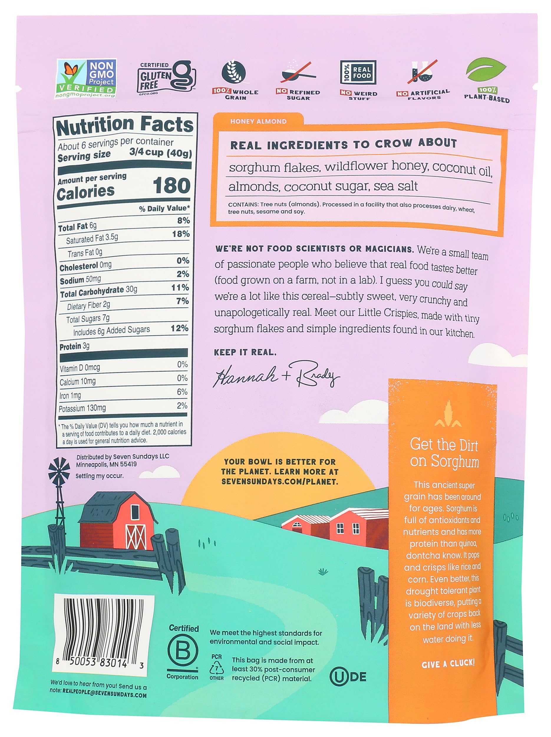 Seven Sundays Little Crispies Honey Almond Gluten-Free Cereal, Case of 6, 8 Ounce Bags