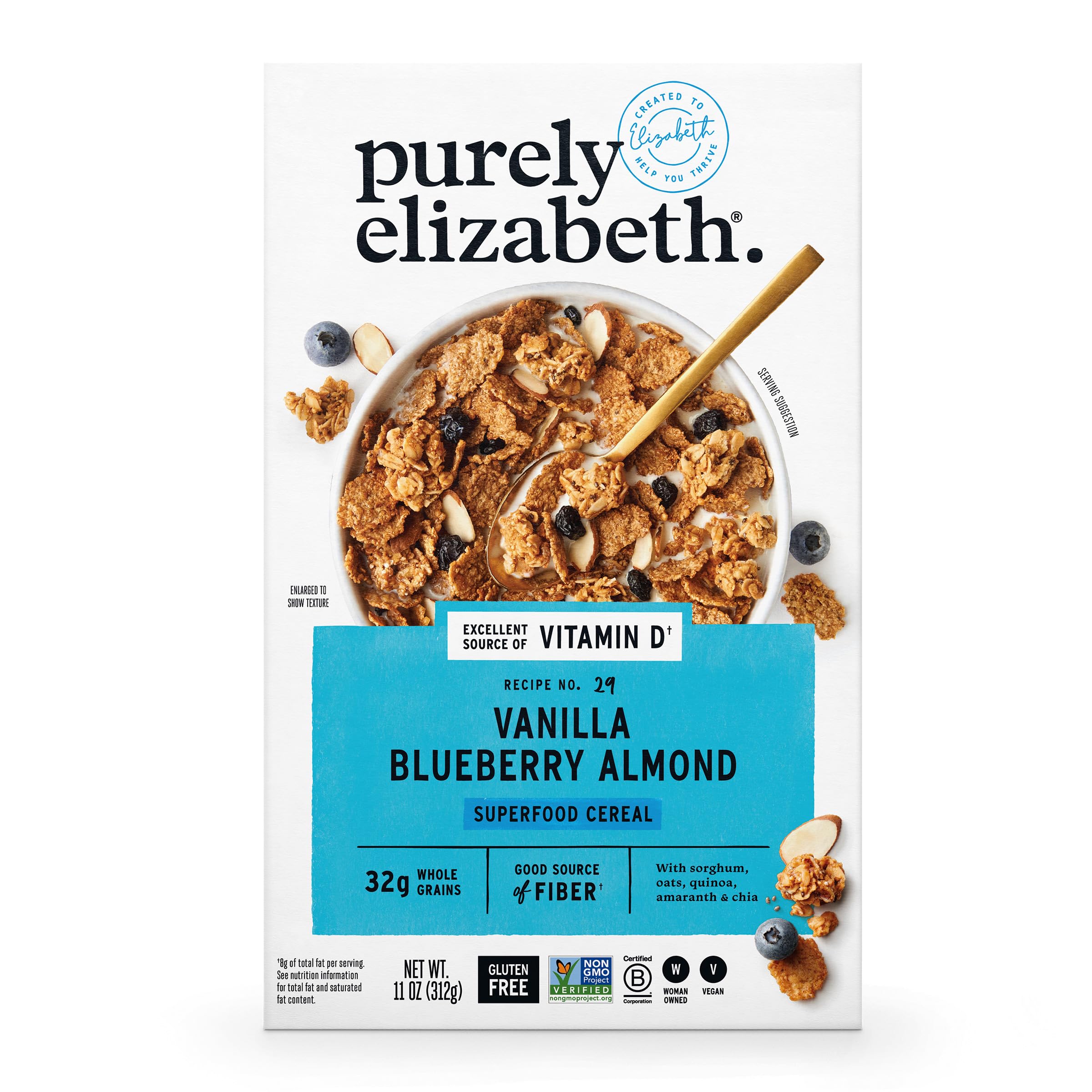 Purely Elizabeth Vanilla Blueberry Almond Superfood Cereal, Case of 10, 11 oz