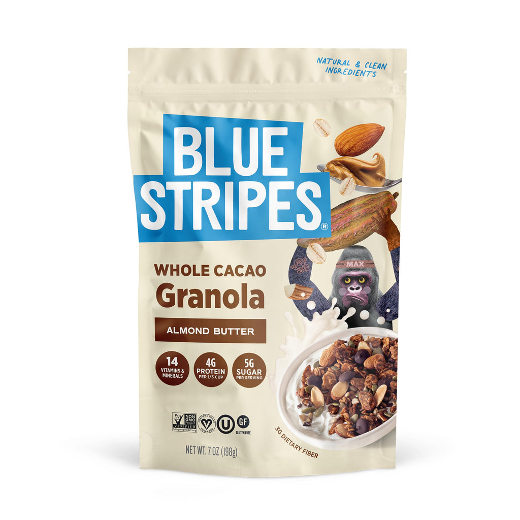 Blue Stripe Almond Butter Whole Cacao Granola, Case of 6, 7 oz