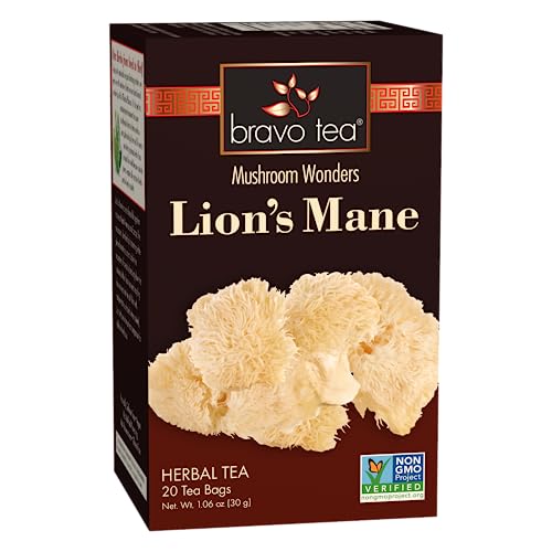 Bravo Tea Lion's Mane Mushroom Herbal Tea, 20 Tea Bags