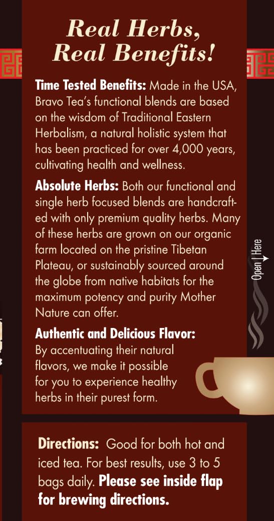 Bravo Tea Lion's Mane Mushroom Herbal Tea, 20 Tea Bags