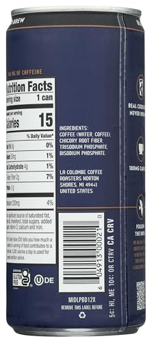 La Colombe Unsweetened Medium Roast Cold Brew Coffee, Case of 12, 9 fl oz Cans