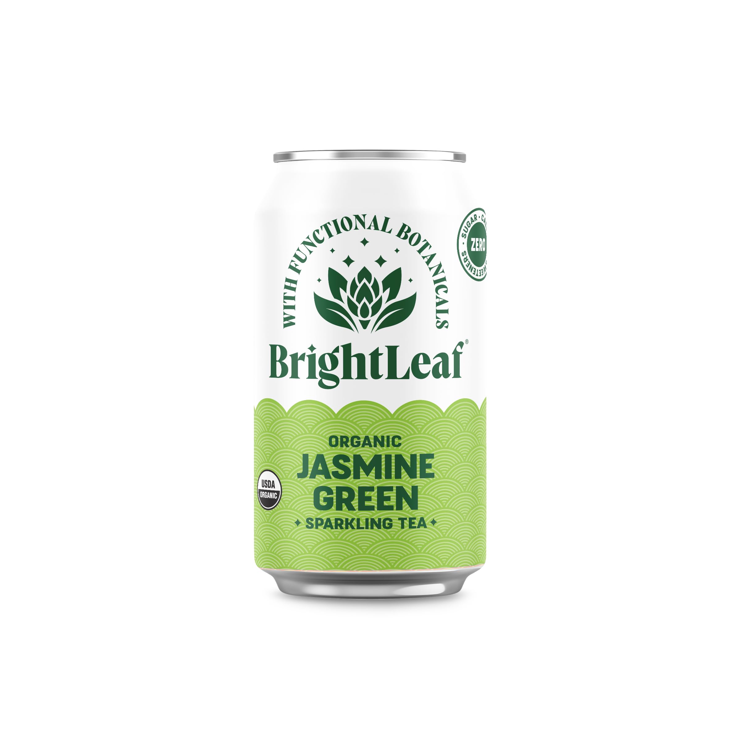 Brightleaf Tea Organic Sparkling Jasmine Green Tea, Case of 12, 12 fl oz Cans