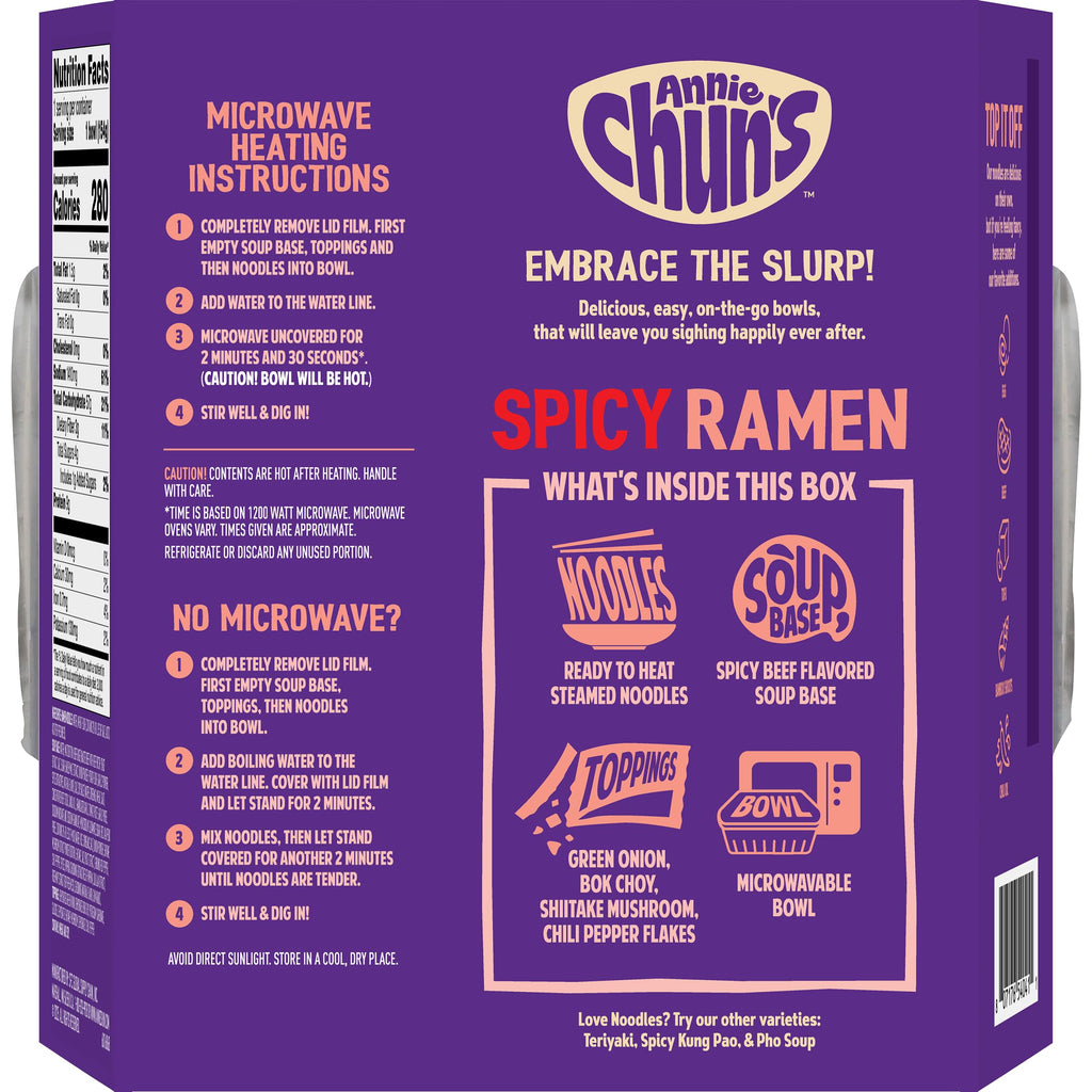 Annie Chun's Spicy Korean Ramen, Case of 6, 5.43 oz Bowls