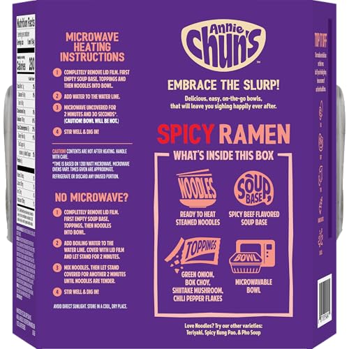 Annie Chun's Spicy Korean Ramen, Case of 6, 5.43 oz Bowls