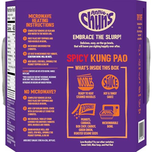 Annie Chun's Spicy Kung Pao Noodle Bowl, Case of 6, 8.73 oz Bowls