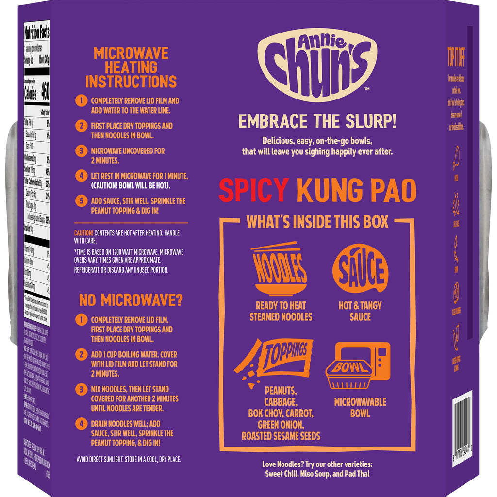 Annie Chun's Spicy Kung Pao Noodle Bowl, Case of 6, 8.73 oz Bowls
