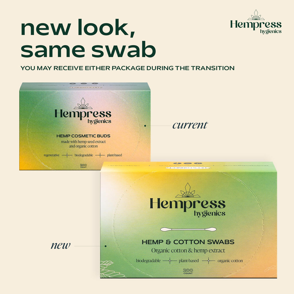 Hempress Hygienics Hemp and Cotton Swabs, 200 Count