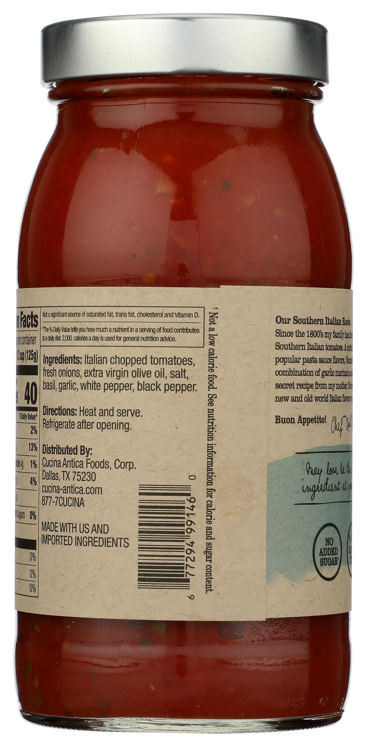Cucina Antica Nonna Recipe Homemade Sauce, Case of 6, 25 oz Jars