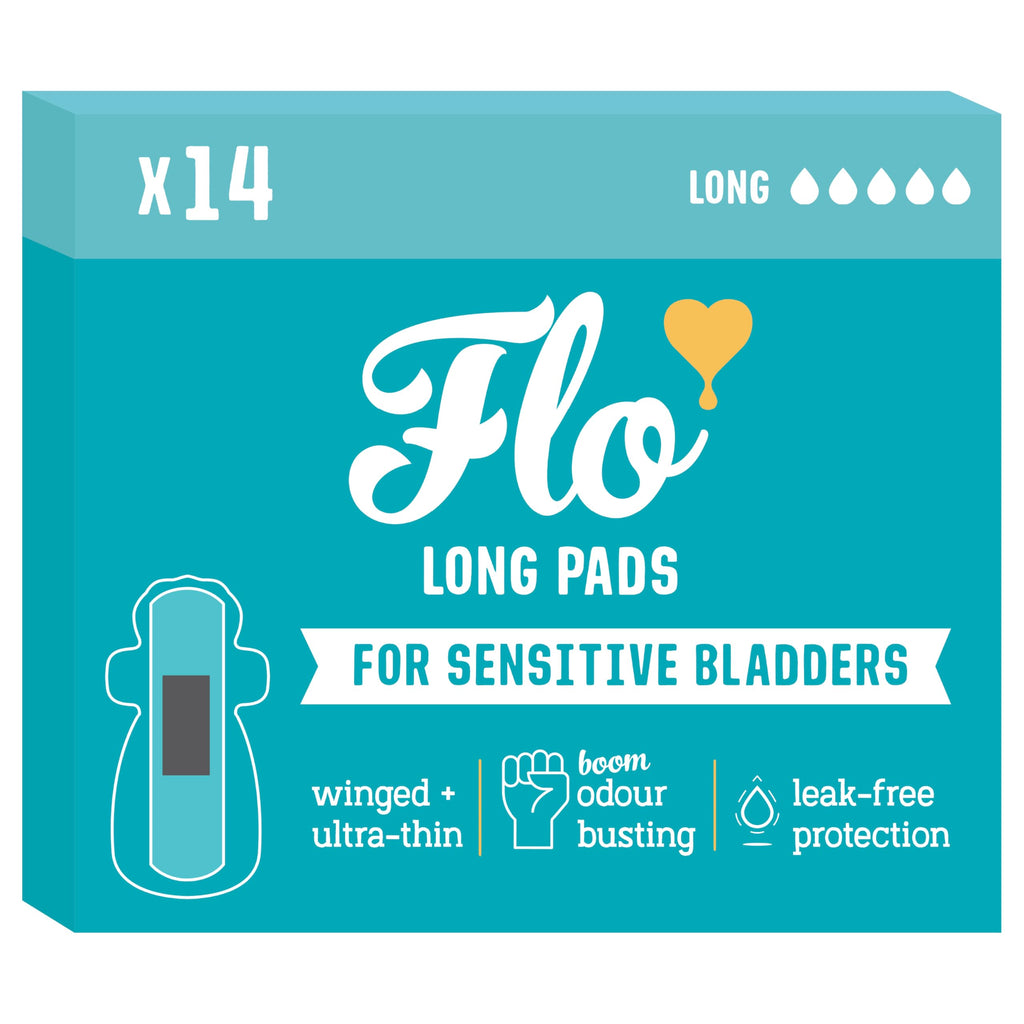 Flo Long Bamboo Sensitive Bladder Pads, Case of 8, 14 ct