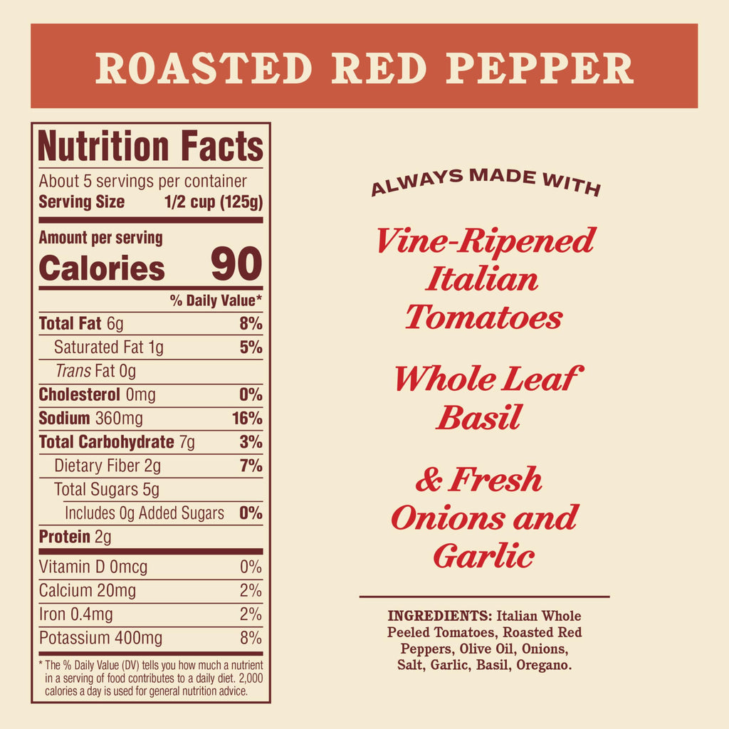 Rao's Homemade Roasted Red Pepper Pasta Sauce, Case of 12, 24 oz