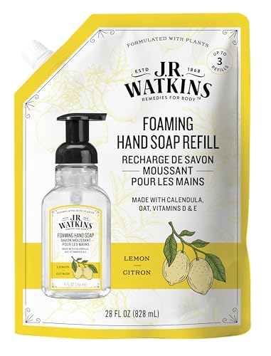 J.R. Watkins Lemon Foaming Hand Soap Refill, Case of 2, 28 fl oz