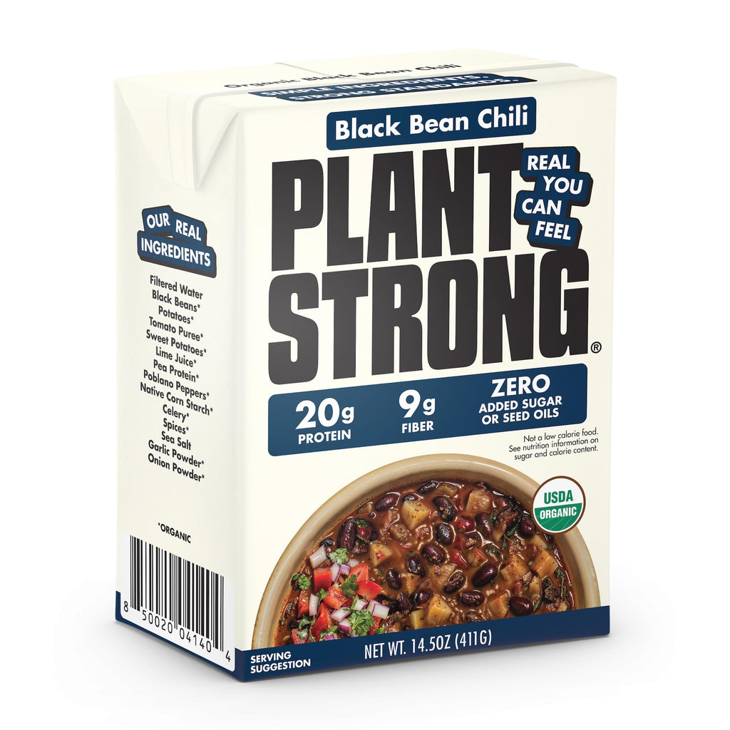 PLANTSTRONG Organic Black Bean Chili, Case of 6, 14.5 oz