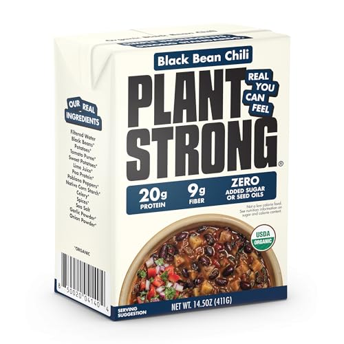 PLANTSTRONG Organic Black Bean Chili, Case of 6, 14.5 oz