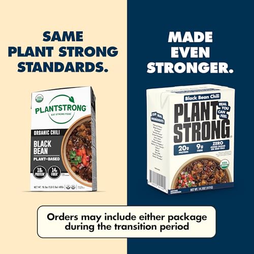 PLANTSTRONG Organic Black Bean Chili, Case of 6, 14.5 oz