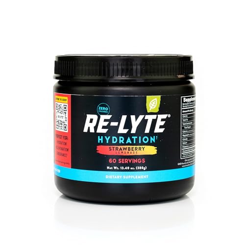 Redmond Re-Lyte Strawberry Lemonade Electrolyte Powder Mix, Case of 6, 13.4 oz