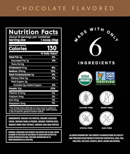 Truvani Organic Chocolate Protein Powder, 11.82 oz