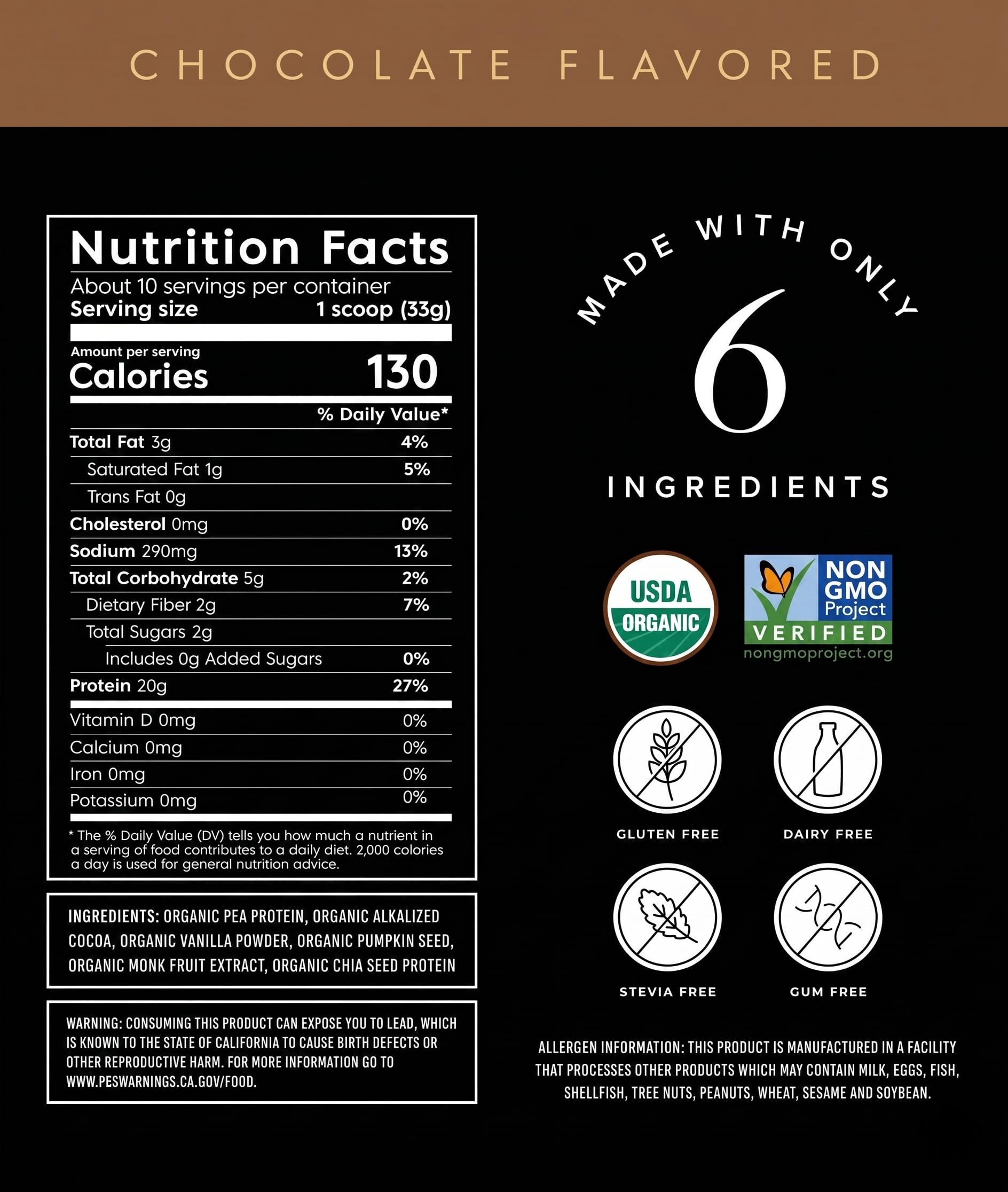 Truvani Organic Chocolate Protein Powder, 11.82 oz