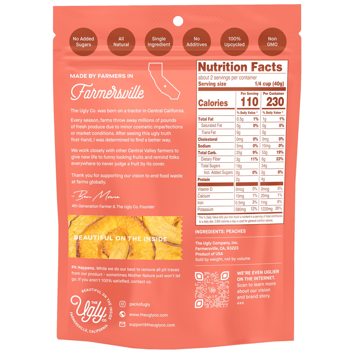 Hello! I'm Ugly Sliced Dried Peaches, Case of 12, 3 oz