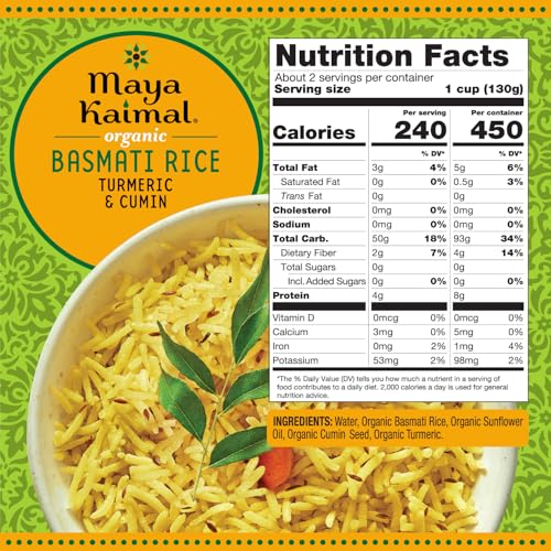 Maya Kaimal Organic Basmati Rice with Turmeric and Cumin, Case of 6, 8.5 oz