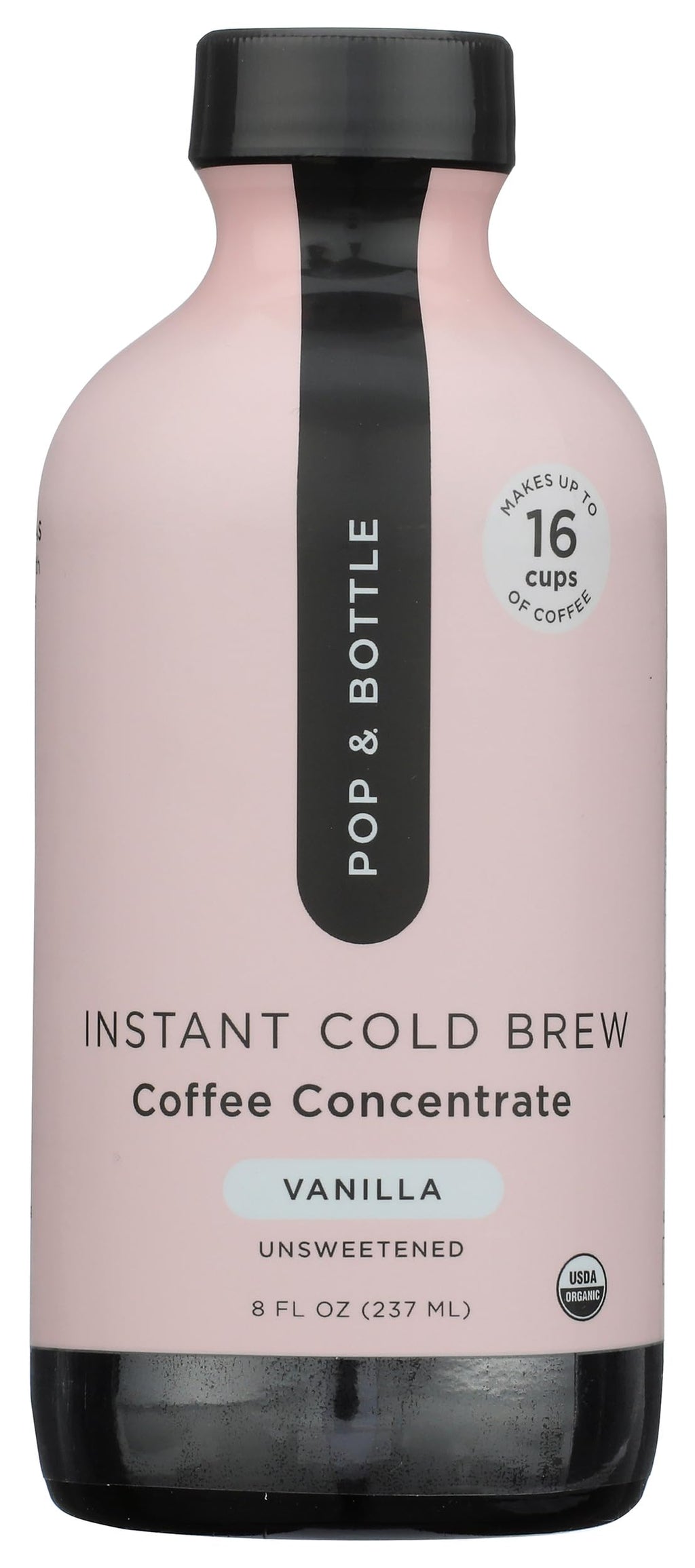 Pop & Bottle Organic Super Concentrated Vanilla Coffee, Case of 6, 8 fl oz
