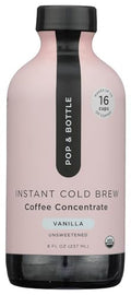 Pop & Bottle Organic Super Concentrated Vanilla Coffee, Case of 6, 8 fl oz