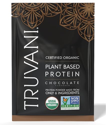 Truvani Organic Chocolate Protein Powder, 10 Pack, 11.6 oz