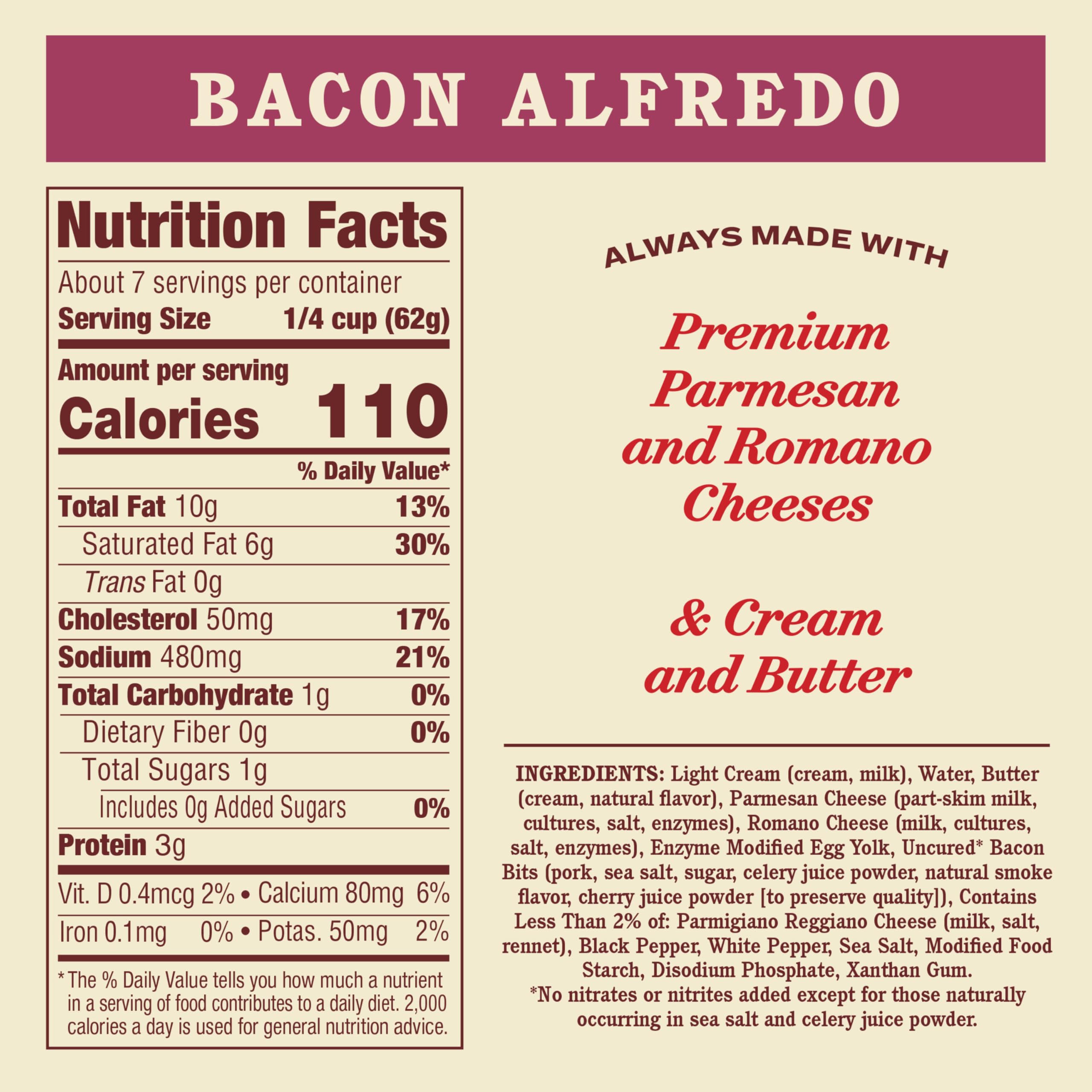 Rao's Homemade Bacon Alfredo Sauce, Case of 6, 15 oz Each