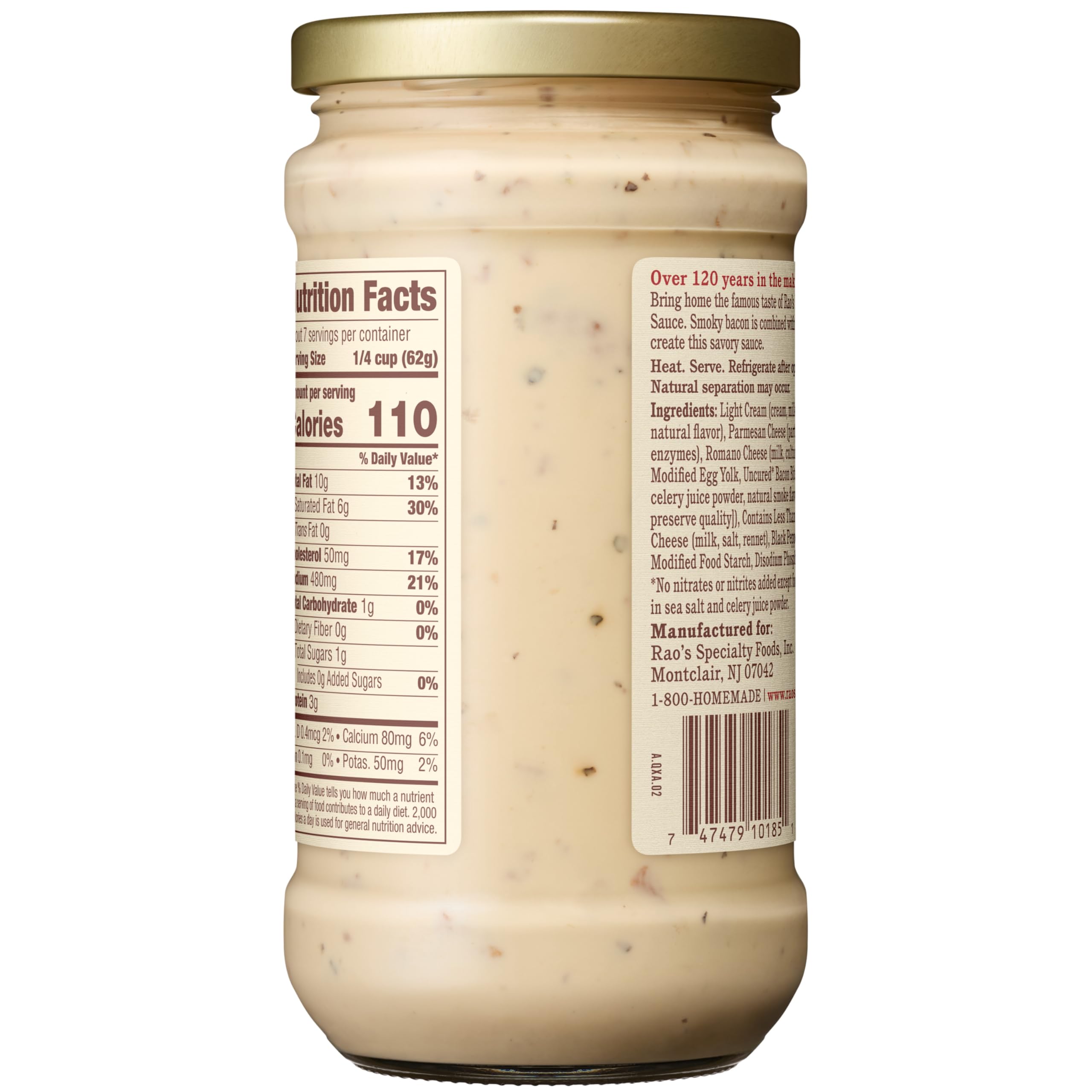 Rao's Homemade Bacon Alfredo Sauce, Case of 6, 15 oz Each