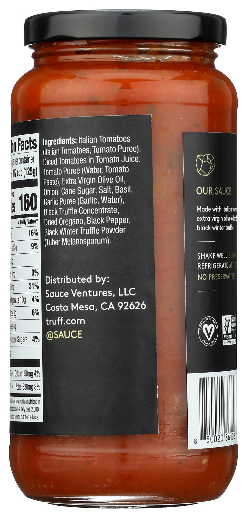 TRUFF Black Truffle Marinara Sauce, Case of 6, 18 Ounce