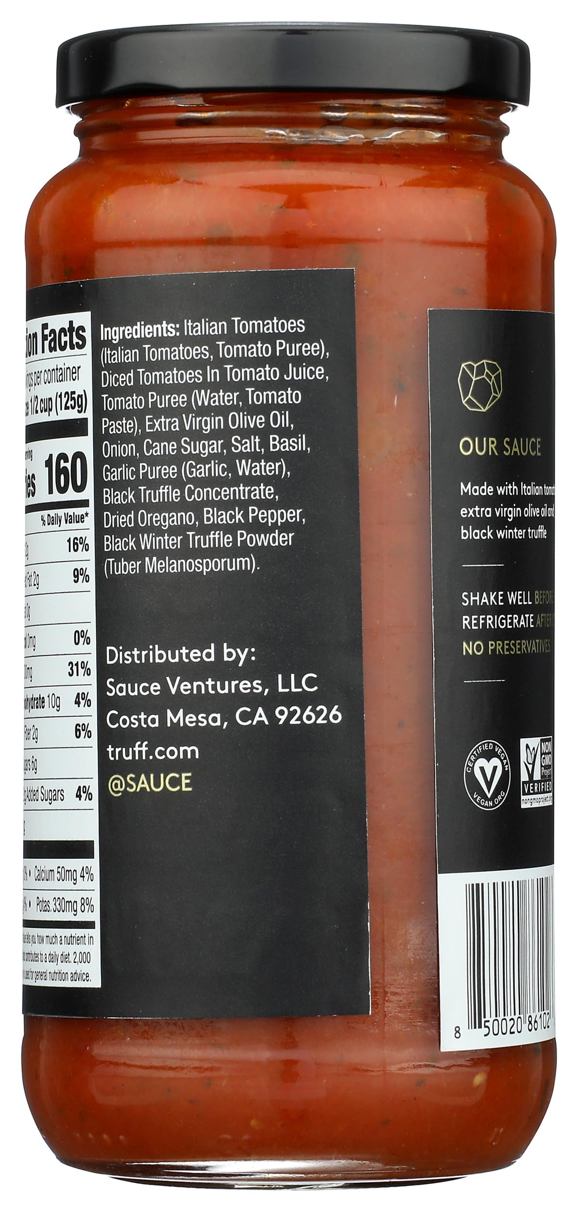 TRUFF Black Truffle Marinara Sauce, Case of 6, 18 Ounce