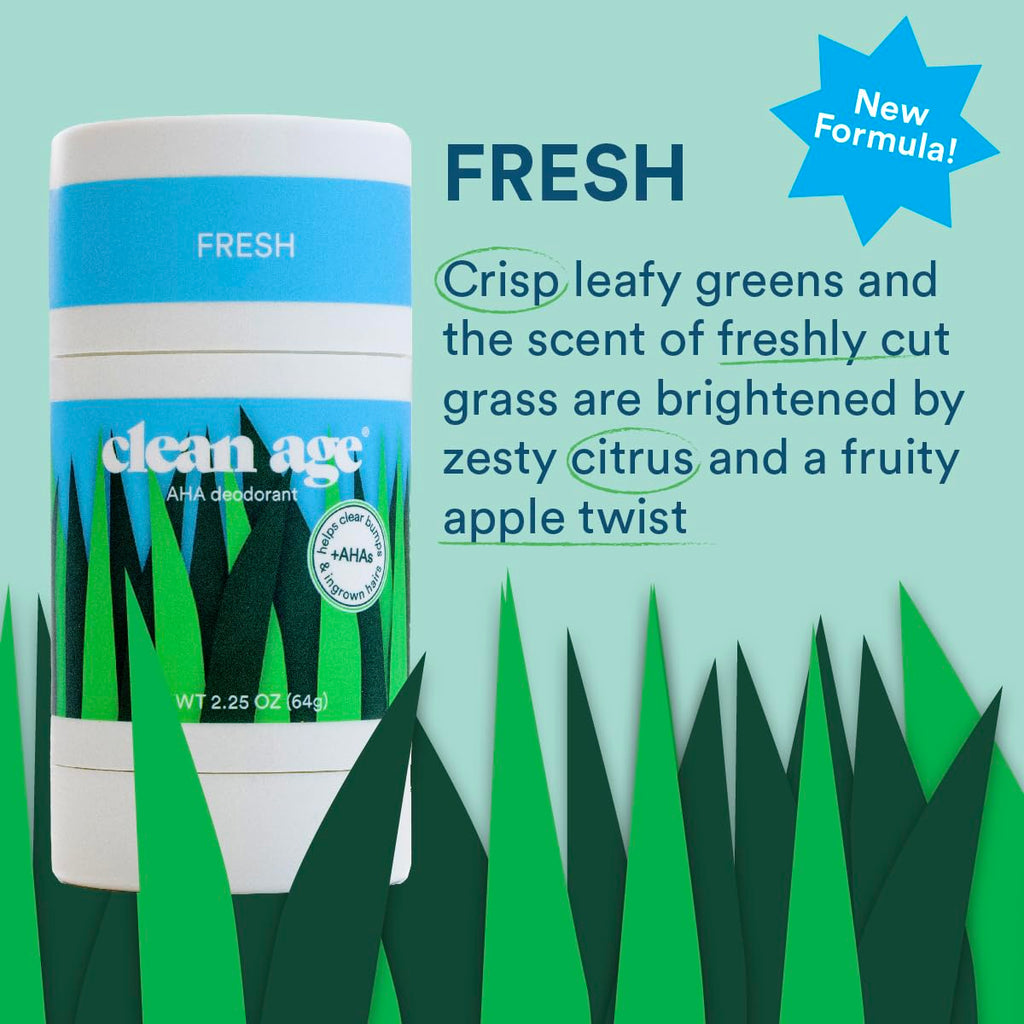 Clean Age Fresh AHA Deodorant, Case of 3, 2.25 oz