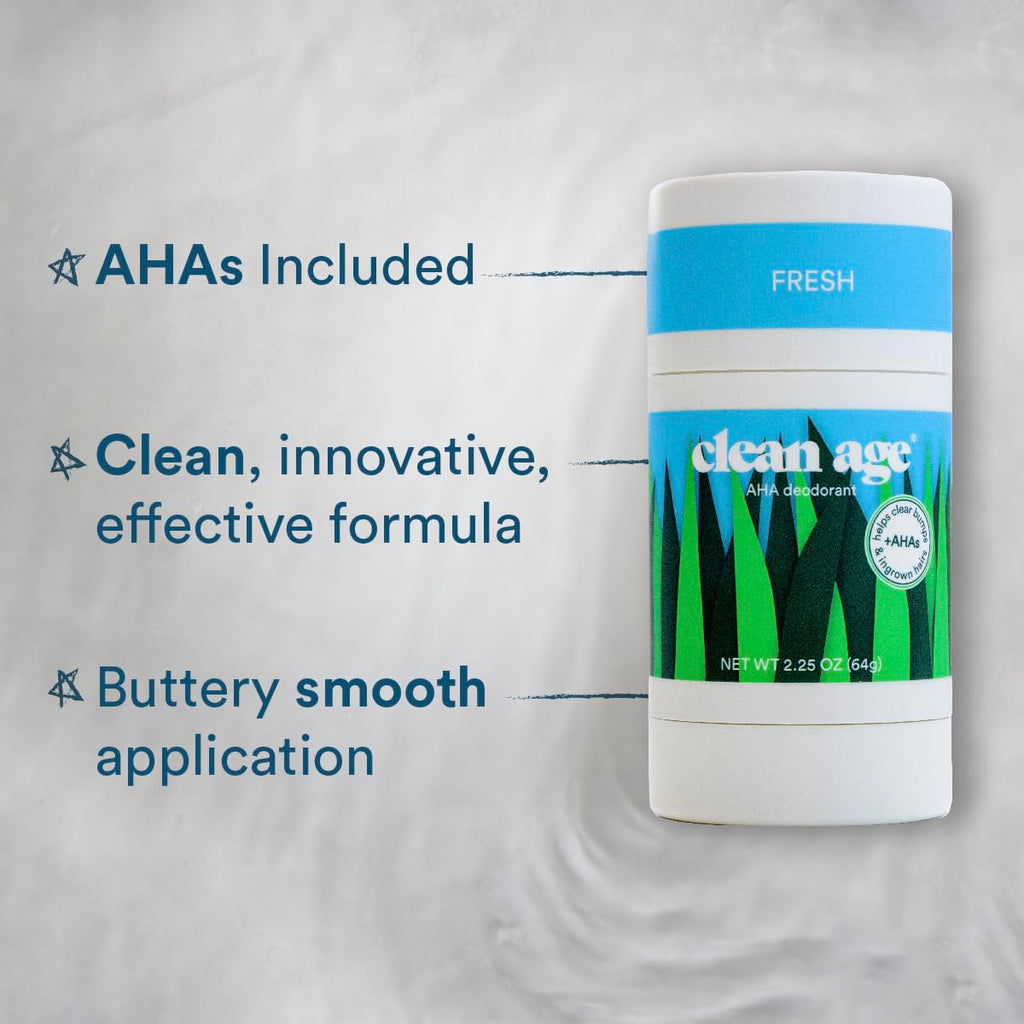 Clean Age Fresh AHA Deodorant, Case of 3, 2.25 oz
