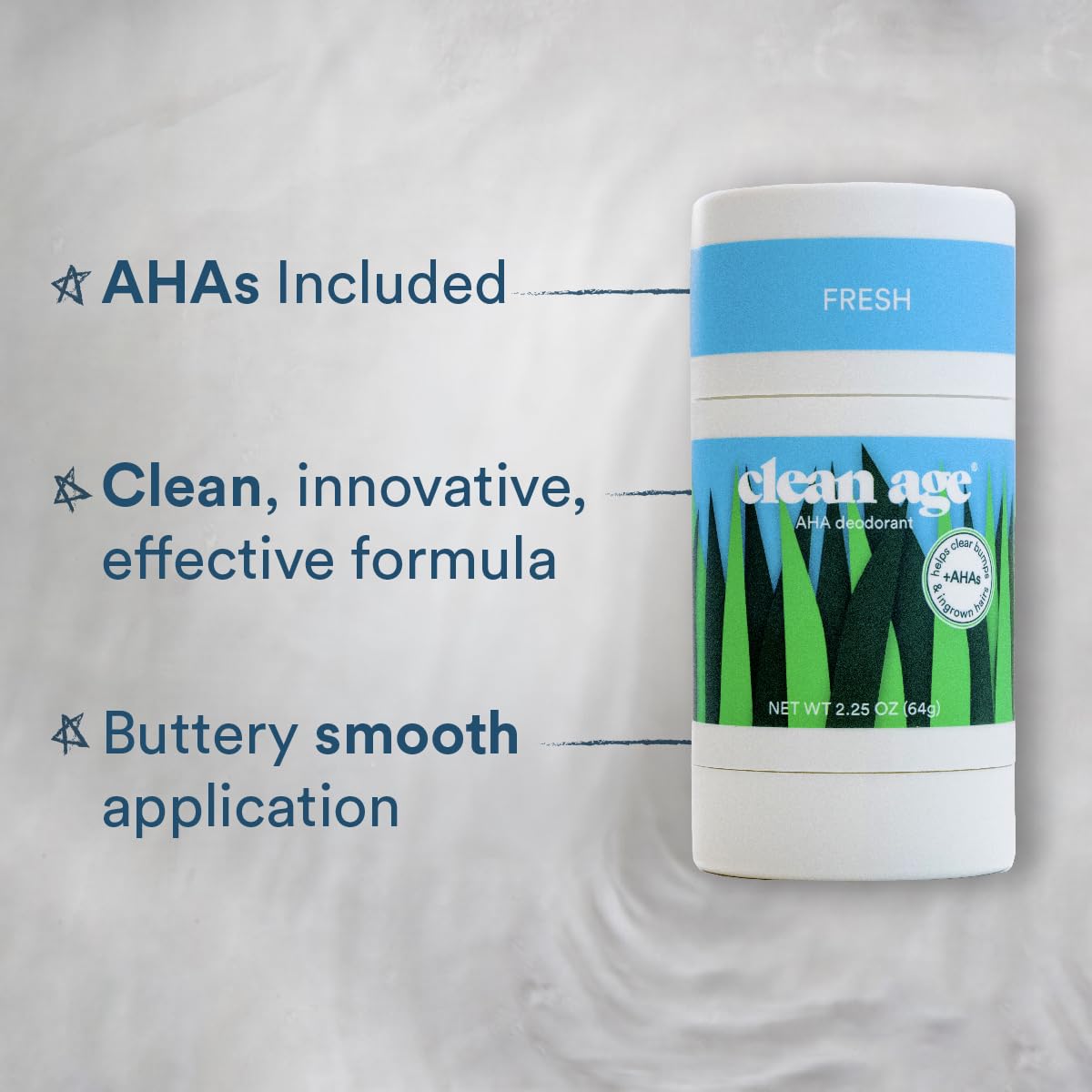 Clean Age Fresh AHA Deodorant, Case of 3, 2.25 oz