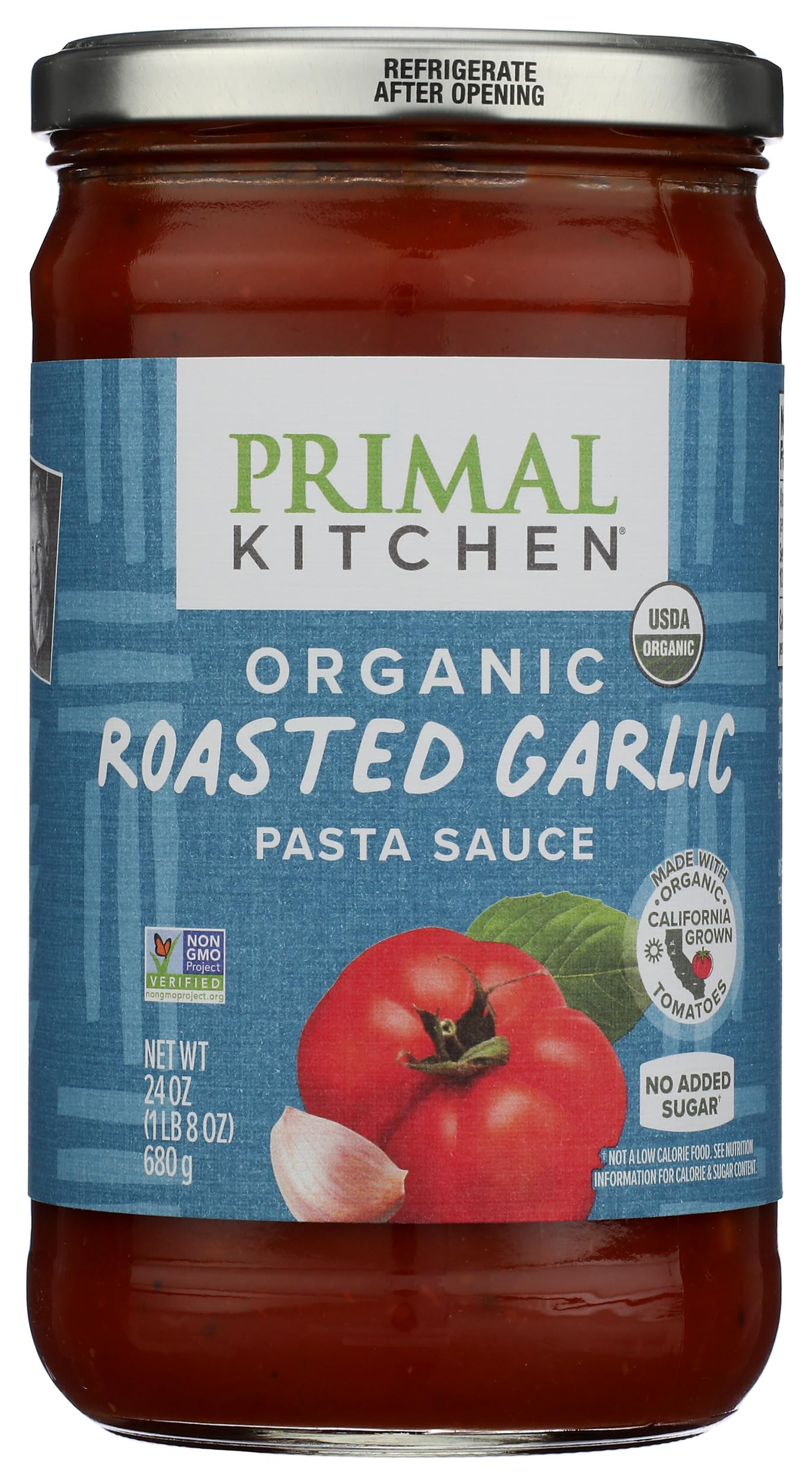 Primal Kitchen Organic Roasted Garlic Marinara Sauce with Avocado Oil, Case of 6, 24 oz Each