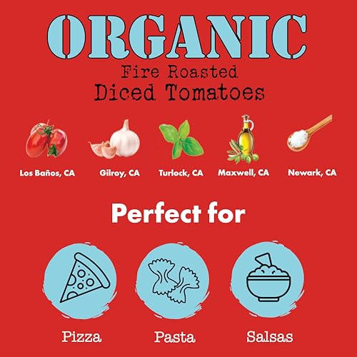 Bianco Dinapoli Organic Fire Roasted Diced Tomatoes, Case of 12, 14.5 oz