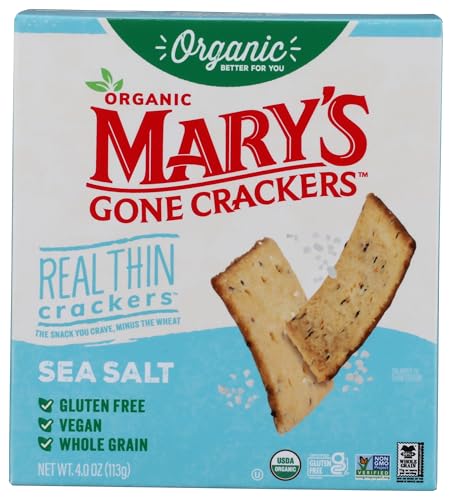 Mary's Gone Crackers Real Thin Organic Sea Salt Crackers, Case of 6, 4 oz