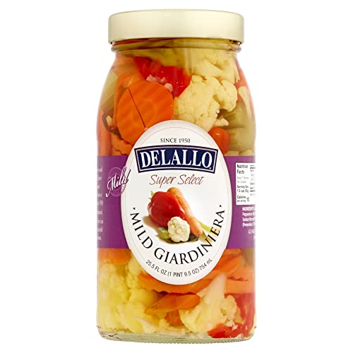 DeLallo Giardiniera Pickled Mixed Vegetables, Case of 6, 25.5 oz