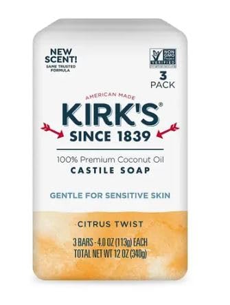 Kirk's Natural Citrus Twist Castile Bar Soap, 3 Bars, 4 oz Each