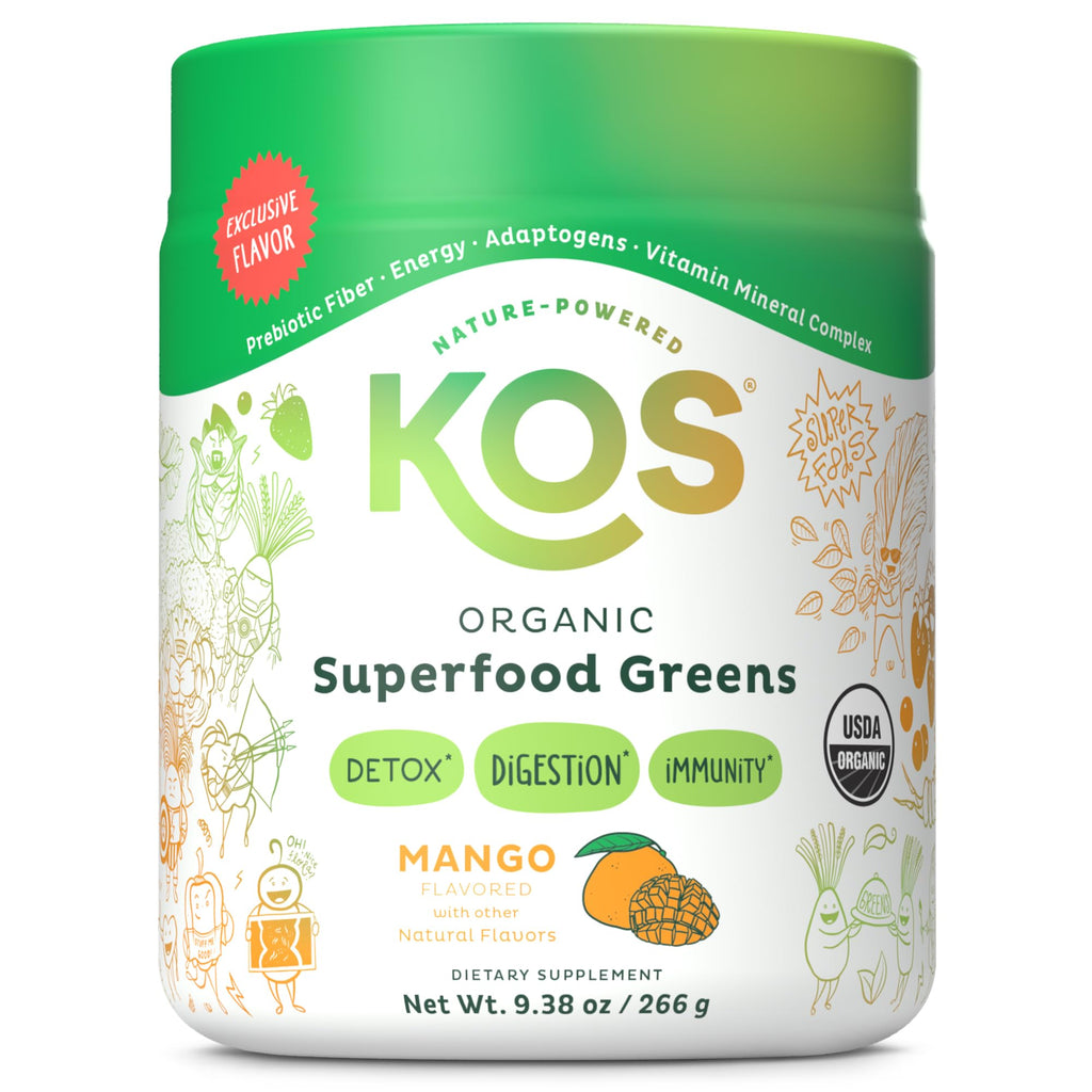 KOS Organic Superfood Greens Mango, 9.38 oz