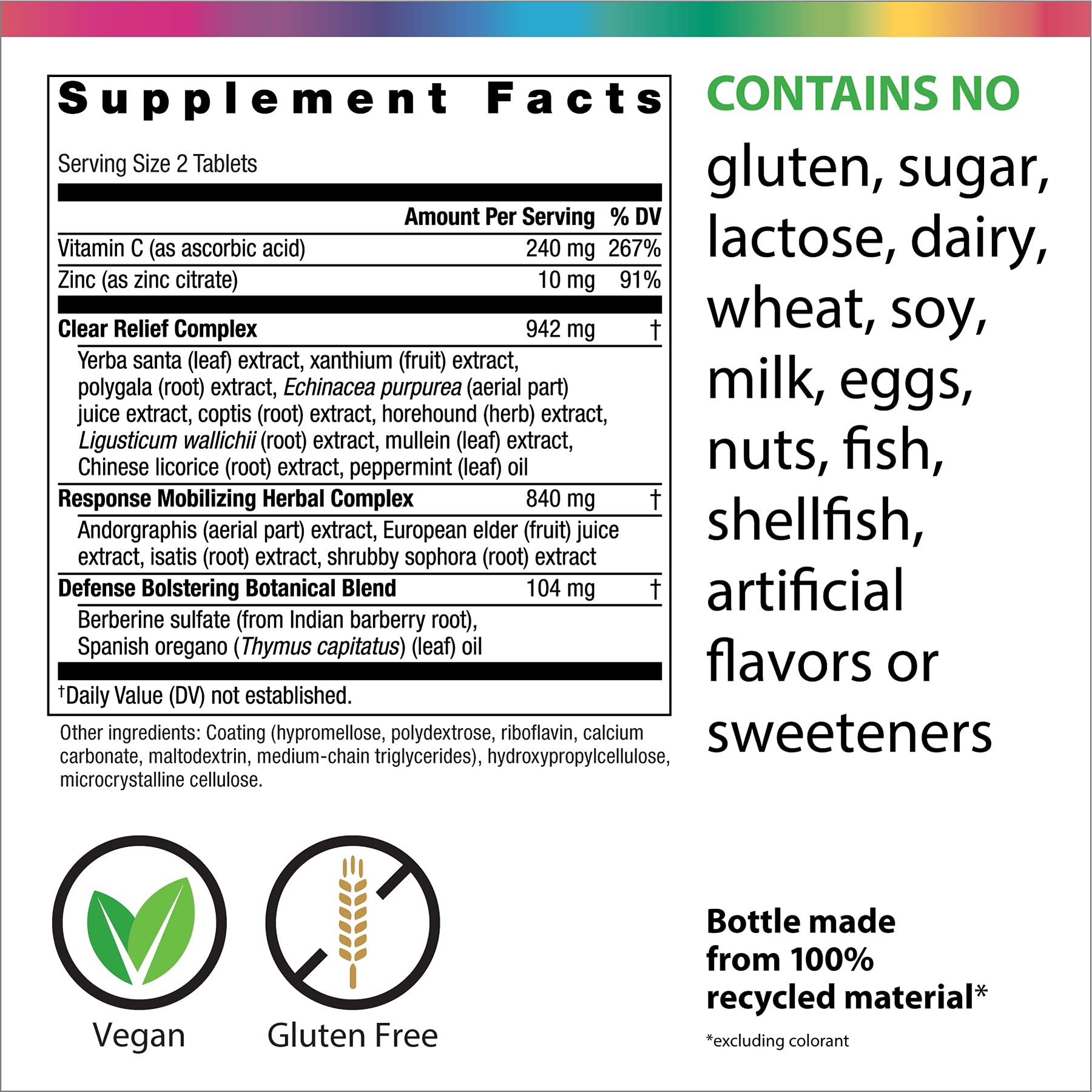 Rainbow Light Counter Attack Gluten Free Dietary Supplement Tablets, 30 Count
